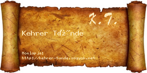 Kehrer Tünde névjegykártya